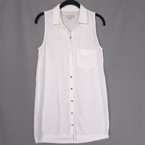 Abercrombie & Fitch Women’s Top SMALL Button Long Shirt Tunic White Sleeveless
